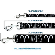Dog Leash - Zodiac ARIES/Symbol Black/White