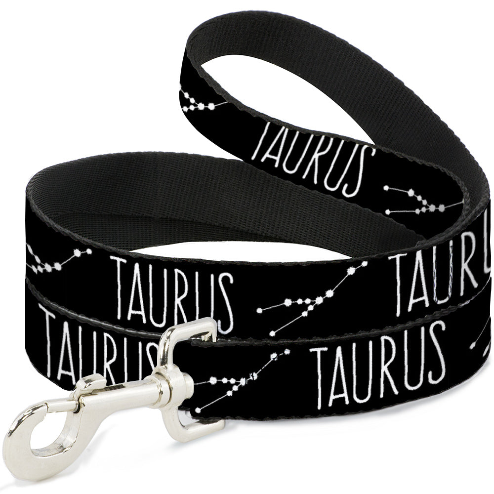 Dog Leash - Zodiac TAURUS/Constellation Black/White