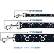 Dog Leash - Zodiac Taurus Symbol/Constellations Black/White