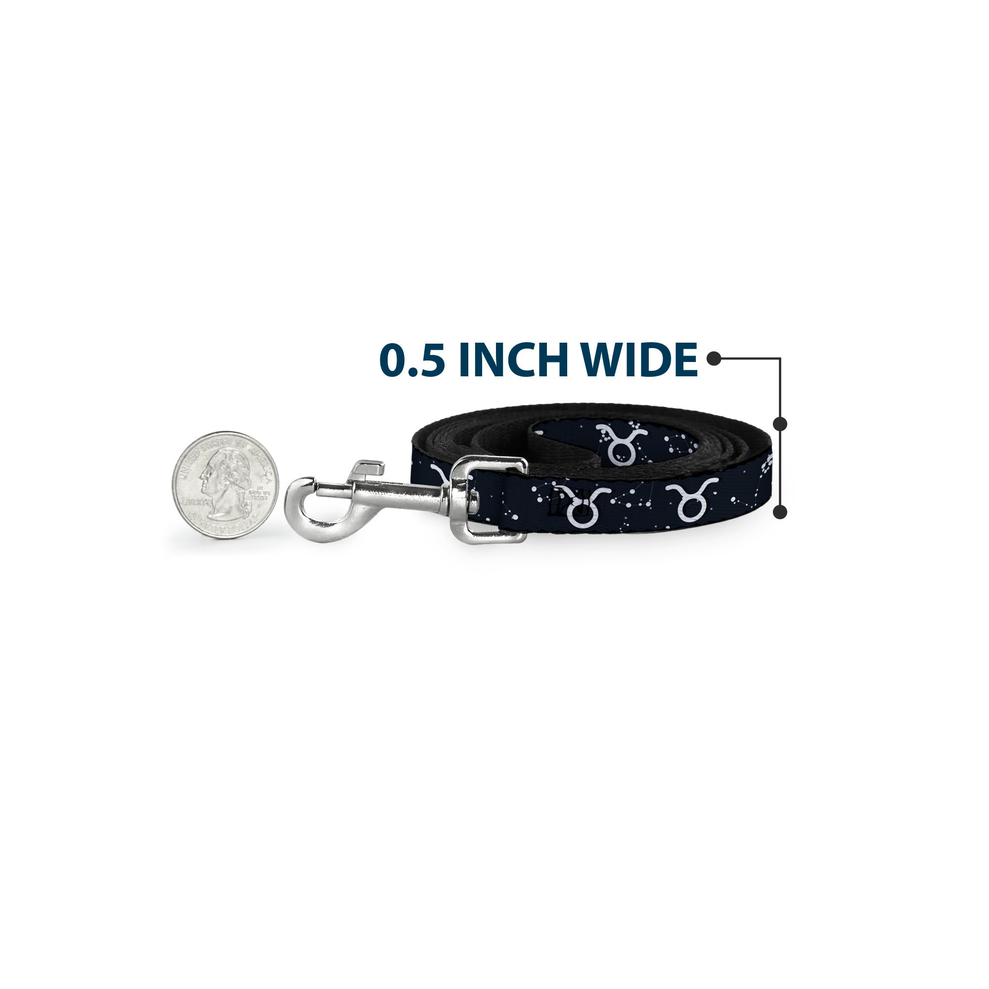 Dog Leash - Zodiac Taurus Symbol/Constellations Black/White