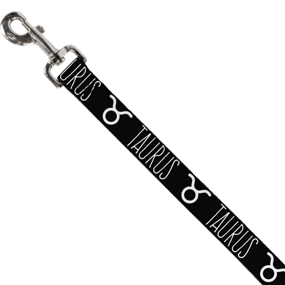 Dog Leash - Zodiac TAURUS/Symbol Black/White