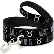 Dog Leash - Zodiac TAURUS/Symbol Black/White