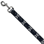 Dog Leash - Zodiac Gemini Symbol/Constellations Black/White