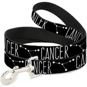 Dog Leash - Zodiac CANCER/Constellation Black/White