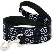 Dog Leash - Zodiac Cancer Symbol/Constellations Black/White