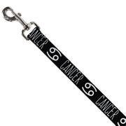 Dog Leash - Zodiac CANCER/Symbol Black/White