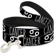 Dog Leash - Zodiac CANCER/Symbol Black/White