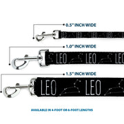 Dog Leash - Zodiac LEO/Constellation Black/White
