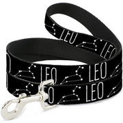 Dog Leash - Zodiac LEO/Constellation Black/White