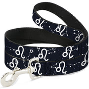 Dog Leash - Zodiac Leo Symbol/Constellations Black/White