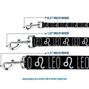 Dog Leash - Zodiac LEO/Symbol Black/White