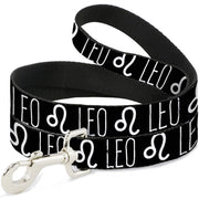 Dog Leash - Zodiac LEO/Symbol Black/White