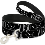 Dog Leash - Zodiac VIRGO/Constellation Black/White