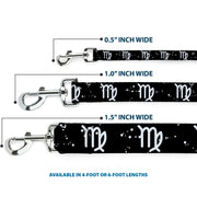 Dog Leash - Zodiac Virgo Symbol/Constellations Black/White