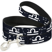 Dog Leash - Zodiac Libra Symbol/Constellations Black/White