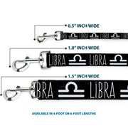 Dog Leash - Zodiac LIBRA/Symbol Black/White