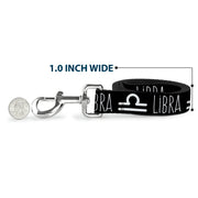 Dog Leash - Zodiac LIBRA/Symbol Black/White