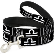Dog Leash - Zodiac LIBRA/Symbol Black/White