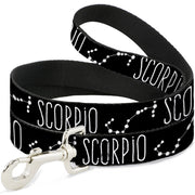 Dog Leash - Zodiac SCORPIO/Constellation Black/White