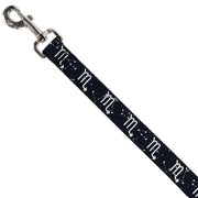 Dog Leash - Zodiac Scorpio Symbol/Constellations Black/White