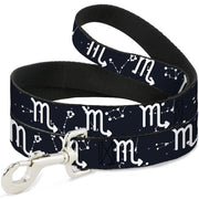 Dog Leash - Zodiac Scorpio Symbol/Constellations Black/White