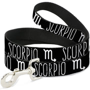 Dog Leash - Zodiac SCORPIO/Symbol Black/White