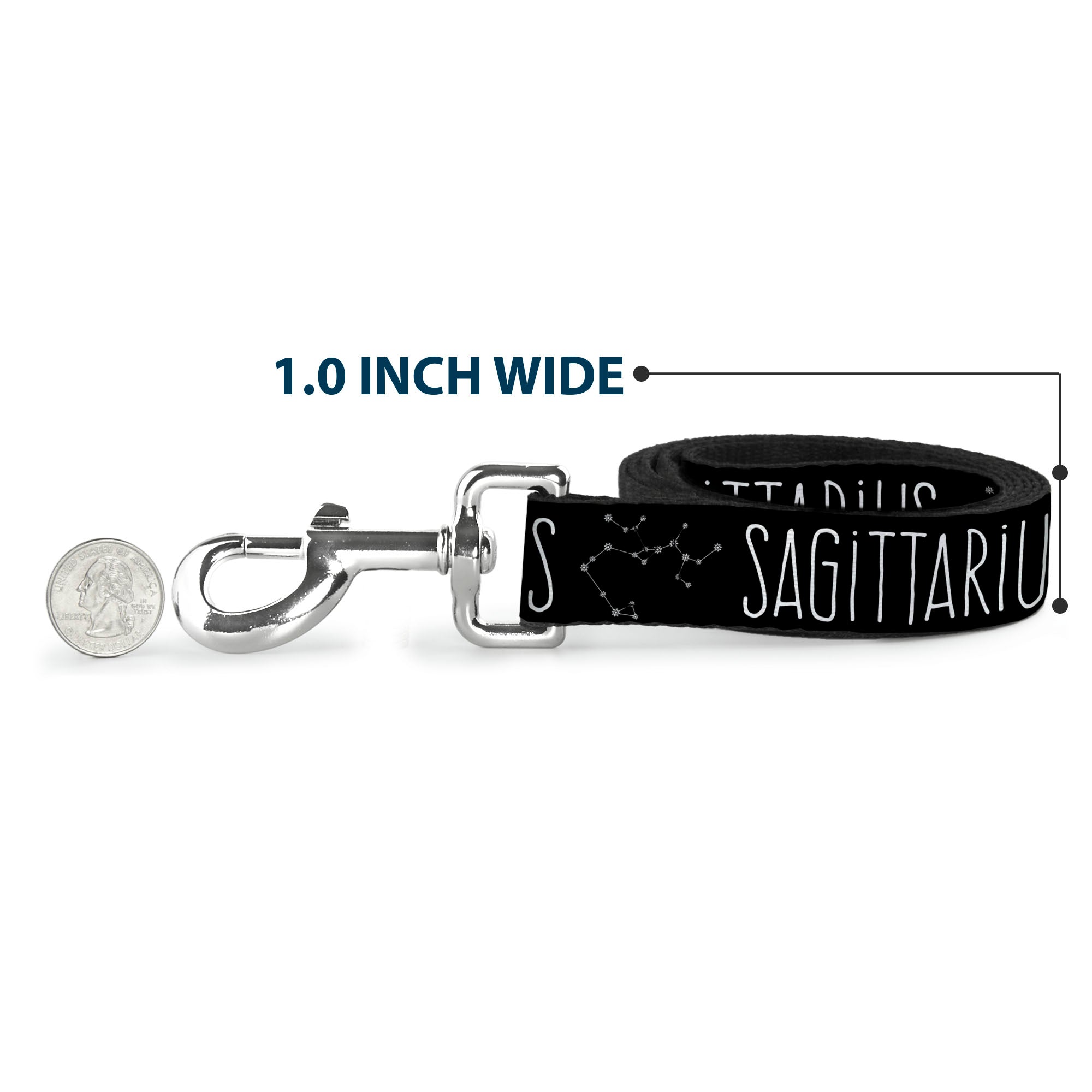 Dog Leash - Zodiac SAGITTARIUS/Constellation Black/White