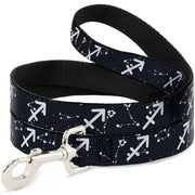 Dog Leash - Zodiac Sagittarius Symbol/Constellations Black/White