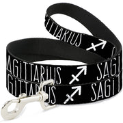 Dog Leash - Zodiac SAGITTARIUS/Symbol Black/White