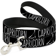 Dog Leash - Zodiac CAPRICORN/Constellation Black/White