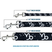 Dog Leash - Zodiac Capricorn Symbol/Constellations Black/White
