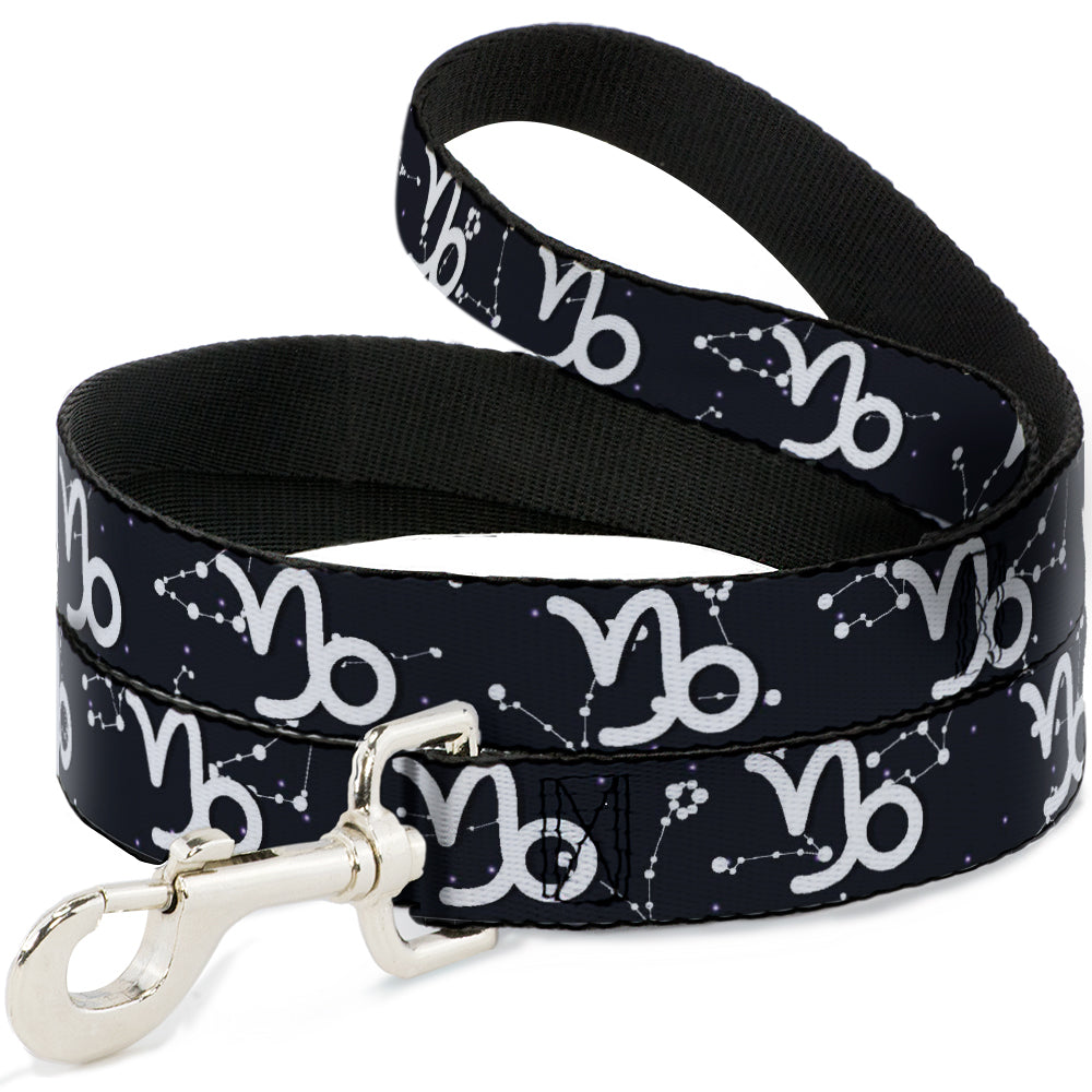 Dog Leash - Zodiac Capricorn Symbol/Constellations Black/White