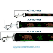 Dog Leash - Cali Bear/Pot Leaf Black/Gray/Green