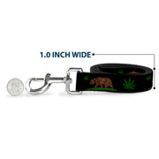 Dog Leash - Cali Bear/Pot Leaf Black/Gray/Green