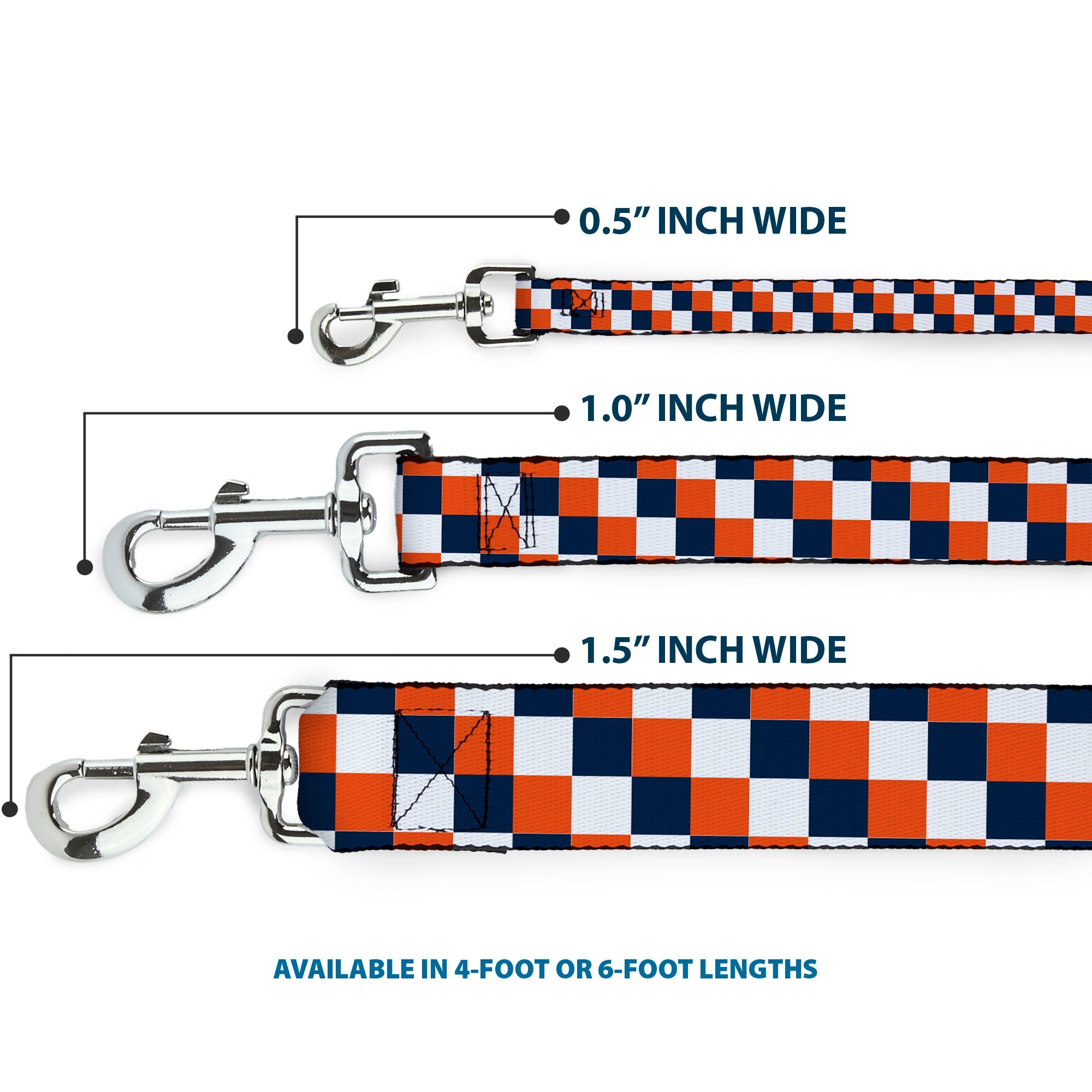 Dog Leash - Checker Navy/Orange/White