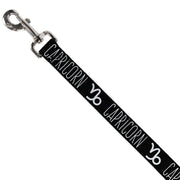 Dog Leash - Zodiac CAPRICORN/Symbol Black/White