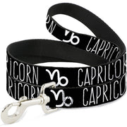 Dog Leash - Zodiac CAPRICORN/Symbol Black/White