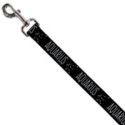 Dog Leash - Zodiac AQUARIUS/Constellation Black/White