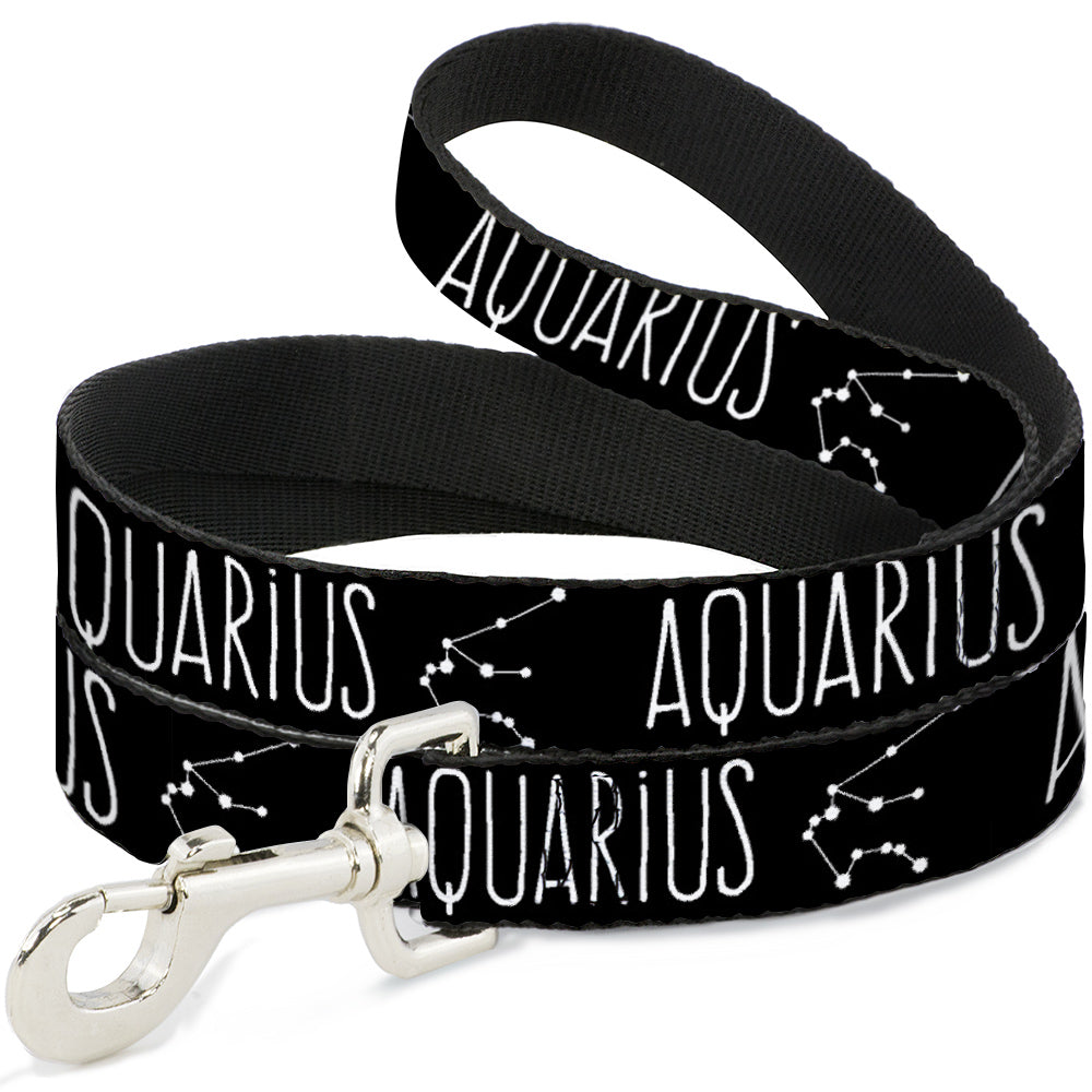 Dog Leash - Zodiac AQUARIUS/Constellation Black/White