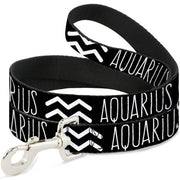 Dog Leash - Zodiac AQUARIUS/Symbol Black/White