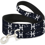 Dog Leash - Zodiac Pisces Symbol/Constellations Black/White