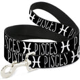 Load image into Gallery viewer, Dog Leash - Zodiac PISCES/Symbol Black/White
