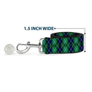 Dog Leash - Argyle Green/Navy/Green/White