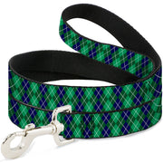Dog Leash - Argyle Green/Navy/Green/White