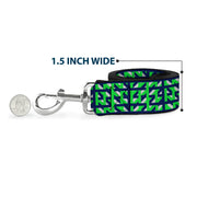Dog Leash - Abstract Plaid White/Navy/Neon Green