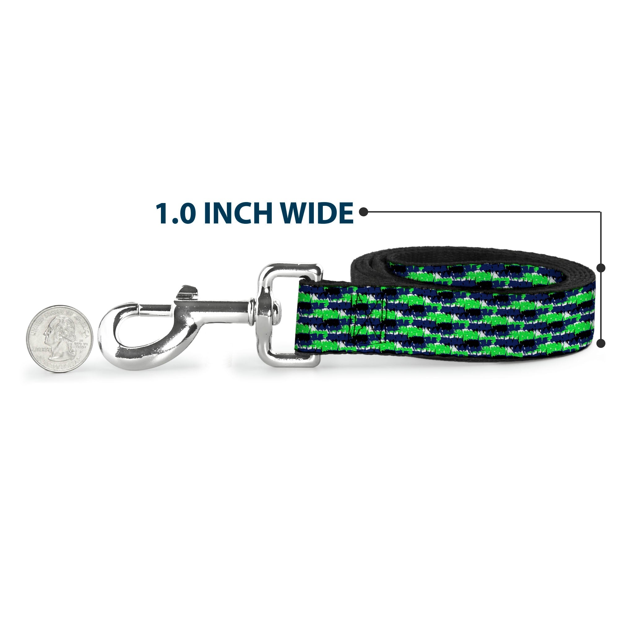 Dog Leash - Abstract Scribble Black/Blue/Neon Green