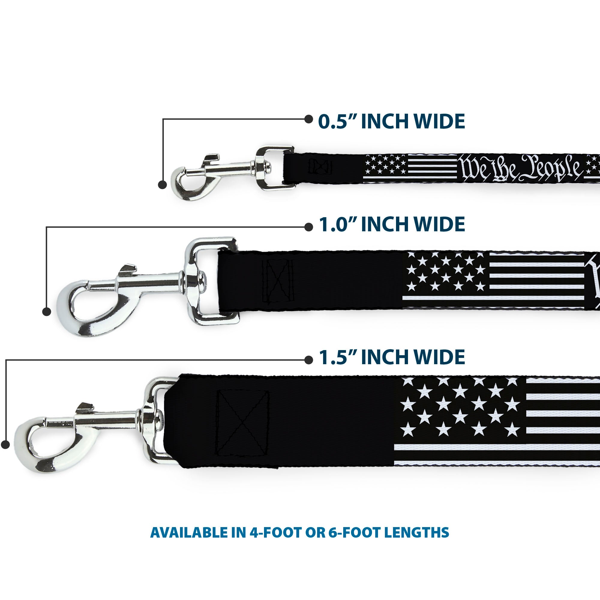 Dog Leash - Americana Flag/WE THE PEOPLE Black/White