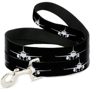 Dog Leash - Airplane Silhouette Black/White