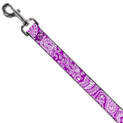 Dog Leash - Bandana/Skulls Purple/White
