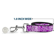 Dog Leash - Bandana/Skulls Purple/White